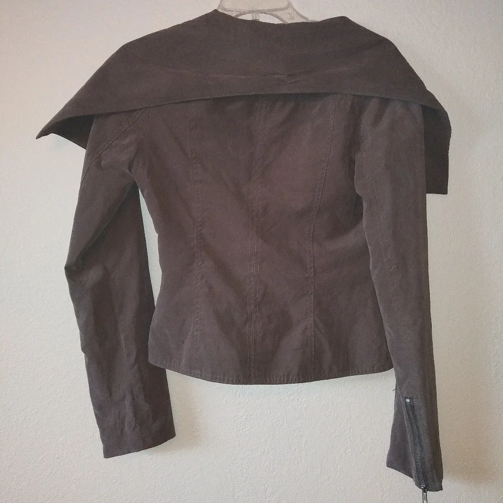 BB Dakota Moto Jacket Anthropologie Faux Suede Grey Green - Picture 4 of 8